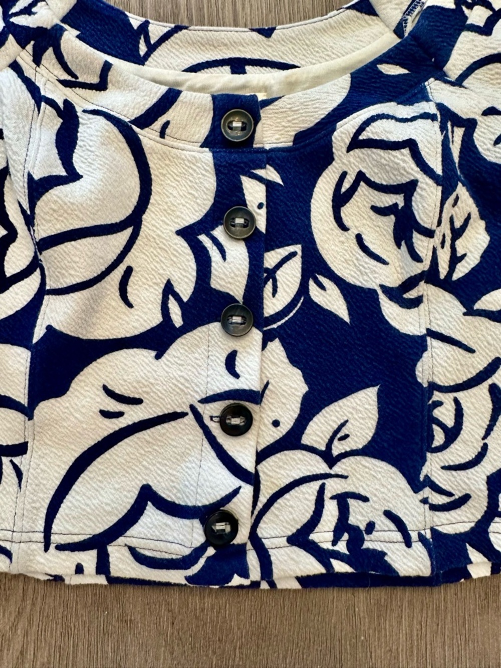 Anthropologie Maeve Puff Sleeve Top Blue White Floral Cottagecore Size M - Picture 3 of 8